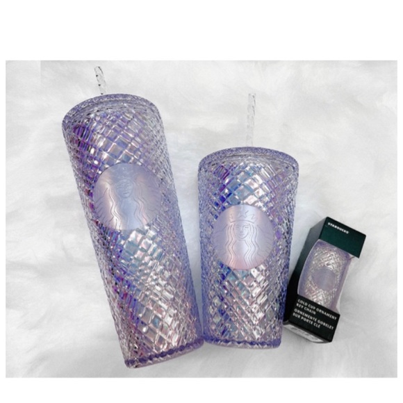 NEW Starbucks Iridescent Unicorn Bling Jeweled Set Venti, Grande & Keychain - Picture 2 of 7